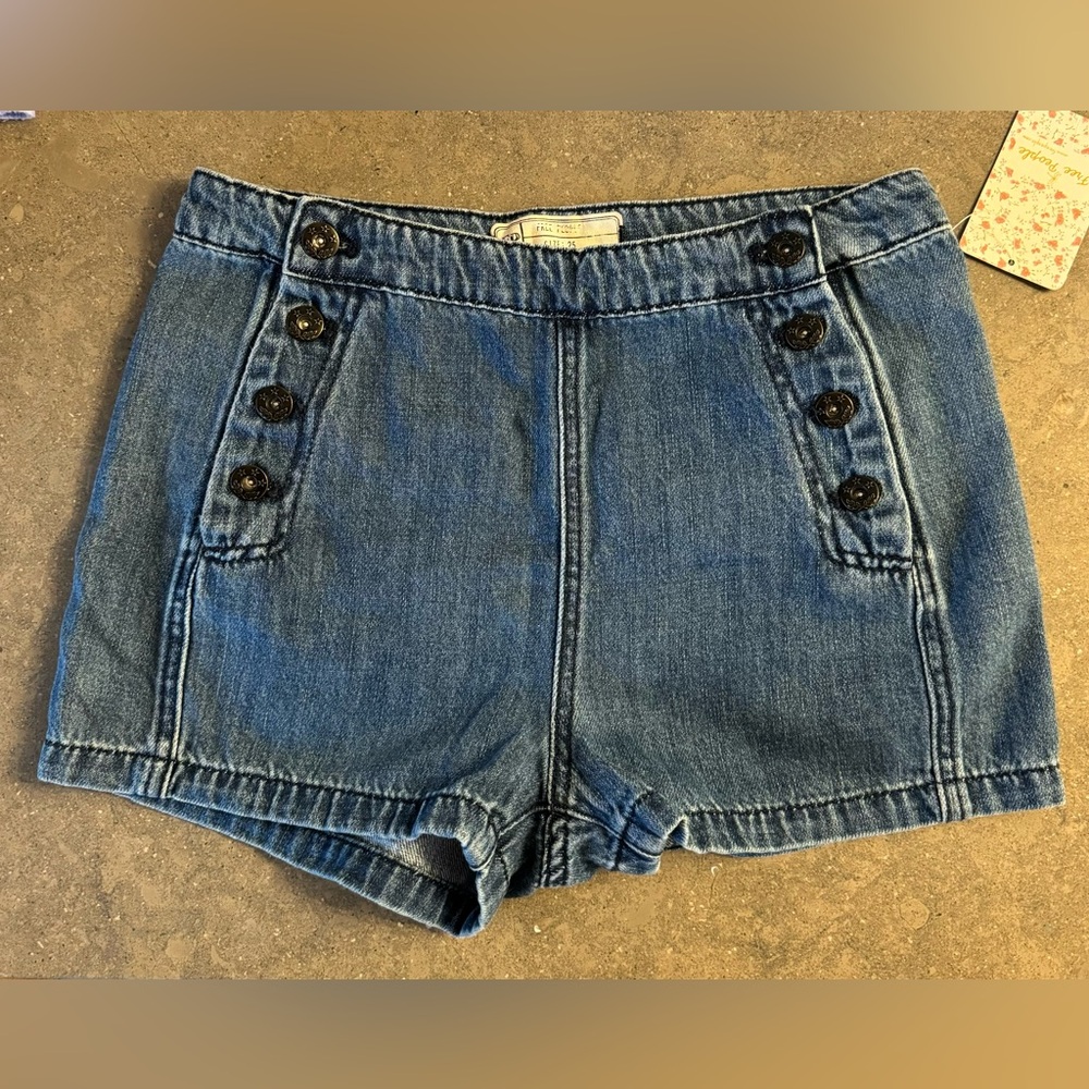 Free People Lumineer Sailor Button Shorts NWT Sz 25